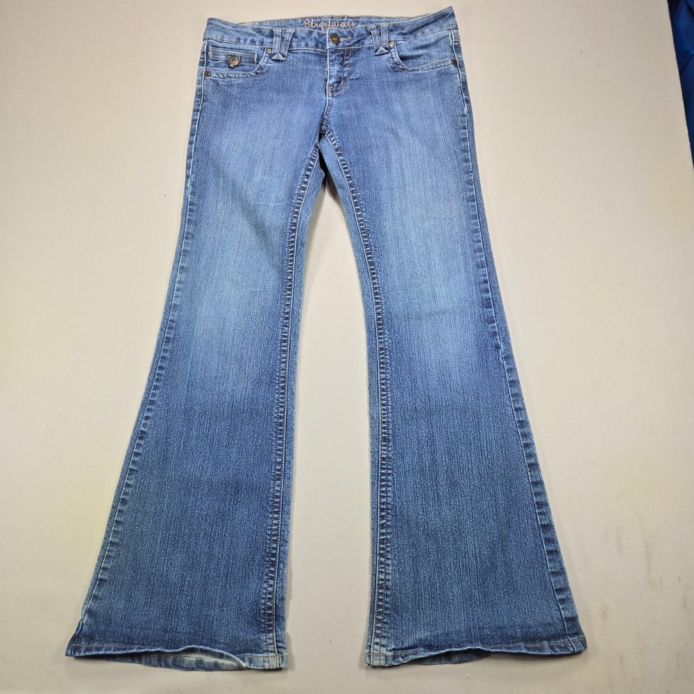 Streetwear Society Jeans Flare Leg Low Rise Medium Wash Blue Womens Size‎ 11
